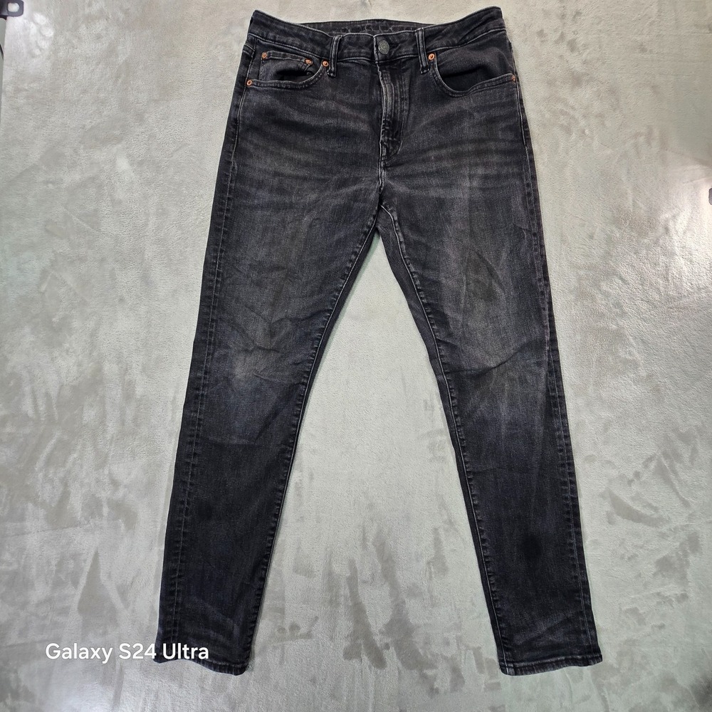 American Eagle Outfitters Airflex Skinny Jeans Mens 34x34 Black Cotton Stretch